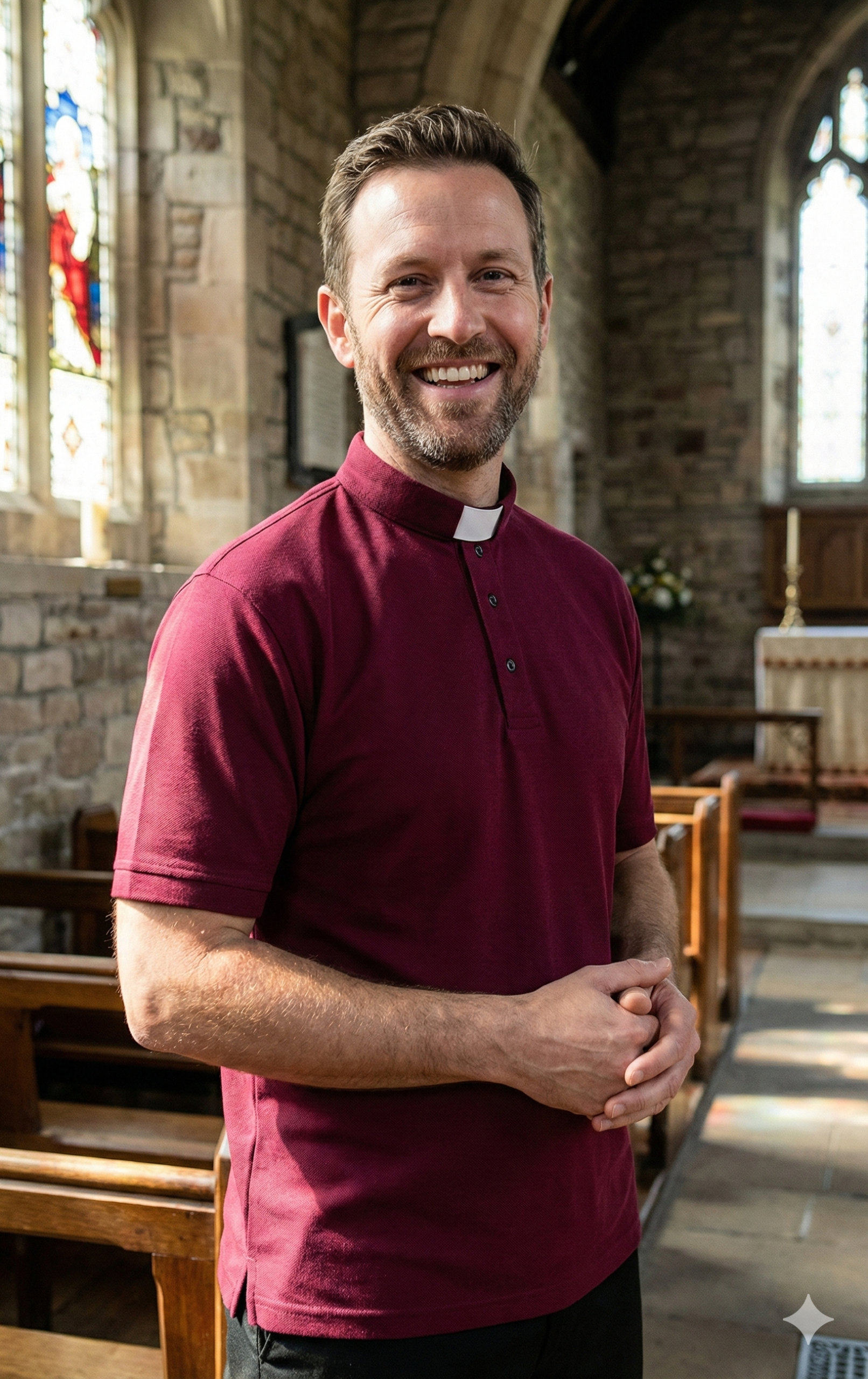 men's easycare clerical polo shirt - comfort fit clergy shirts