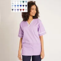 “Smart” Scrubs Top – UNISEX Trimmed Medical Scrubs Tunic – 18 Colours (BJS-NSTT)