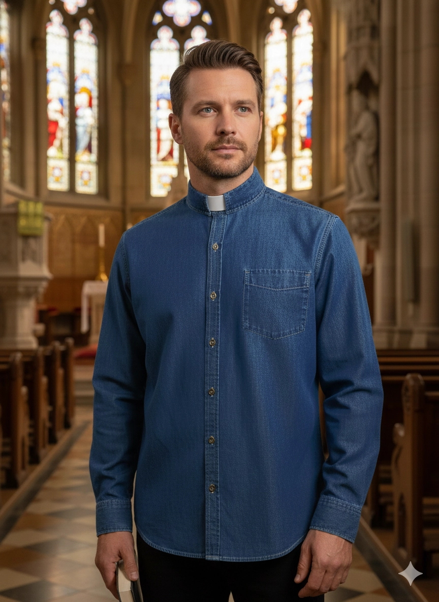 High-Quality Denim Clerical Shirt